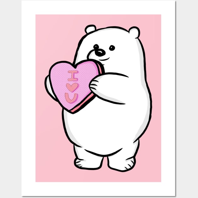 Valentine's Day Polar Bear Wall Art by RoserinArt